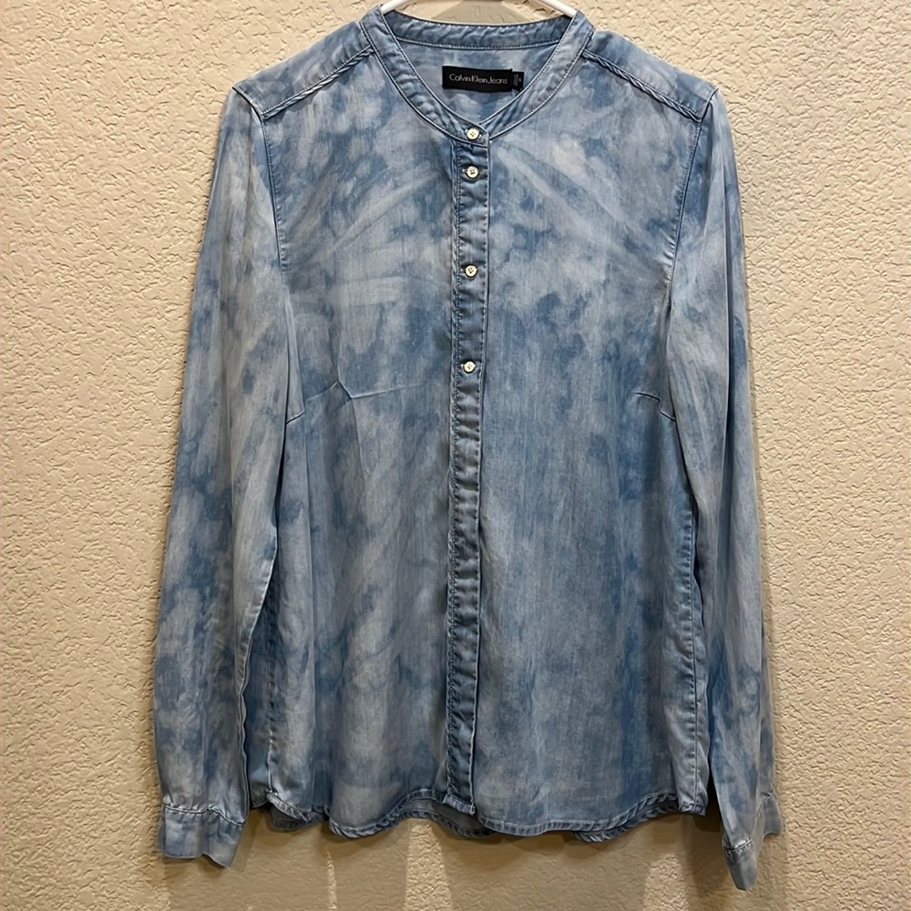CALVIN KLEIN JEANS WOMEN LONG SLEEVE SHIRT MEDIUM - Picture 1 of 10